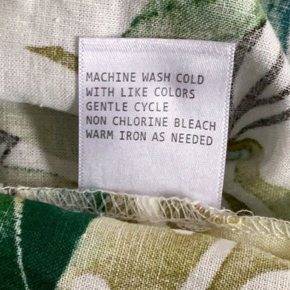 SIGRID OLSEN MEDIUM BLOUSE TOP PUFFY SLEEVES LINEN/RAYON GREEN TROPICAL PRINT - Picture 6 of 7